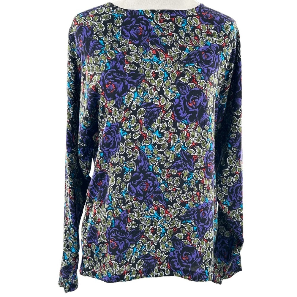 Vintage top size M multicolored floral long sleeve granny core 80s